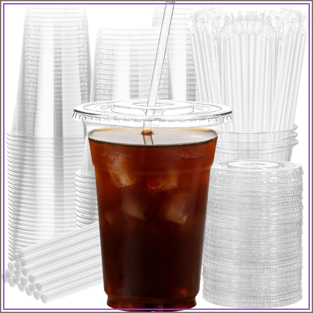 Coffee Tea Images - 50'li Paket 16oz Tek Kullanımlık Bardaklar,