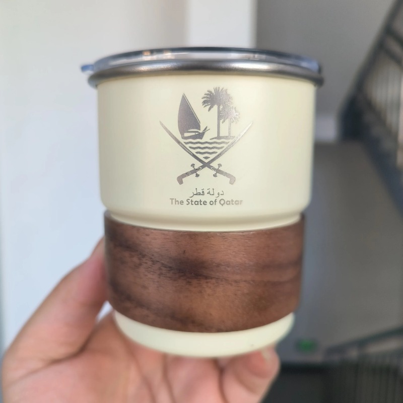 Coffee Tea Name - 1 adet Katar Devleti Logolu Paslanmaz