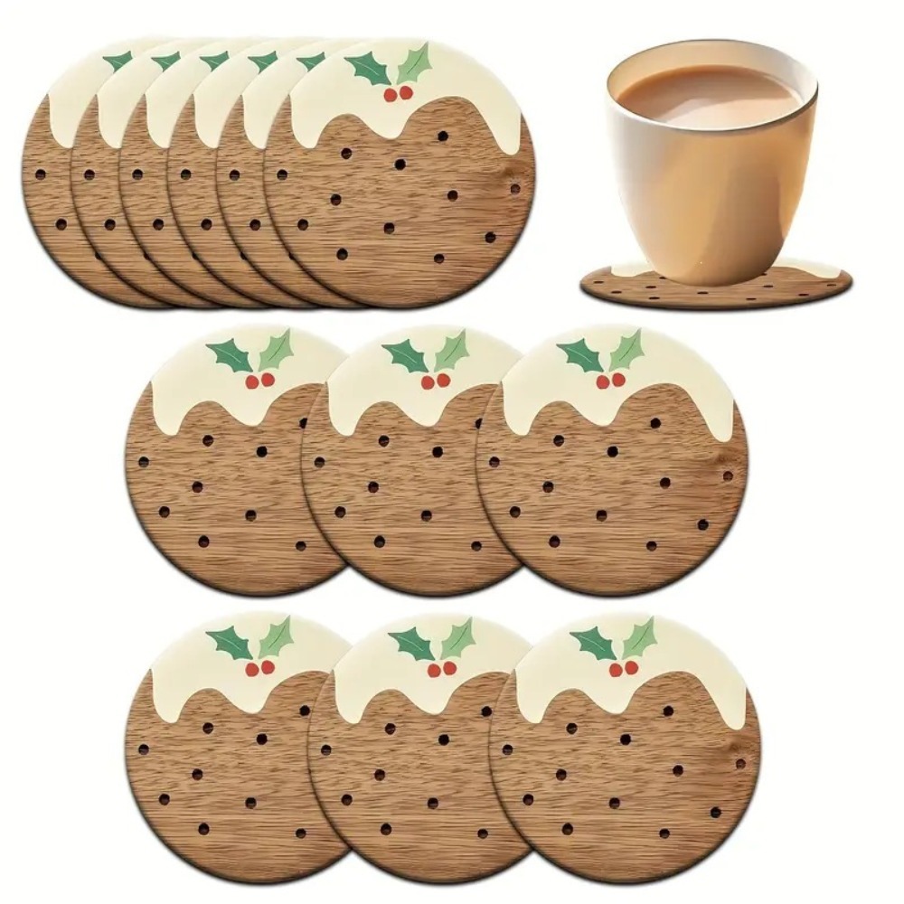 Coffee Tea And Sugar Set - Ahşap Bardak Altlığı Seti, Puding Tarzı,