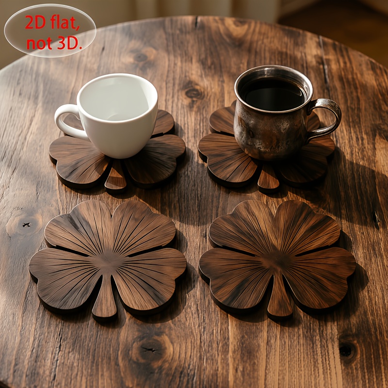 4 Adet 2D Düz Yonca Ahşap Bard - Coffee Tea And Sugar Set incelemesi ve fiyatı