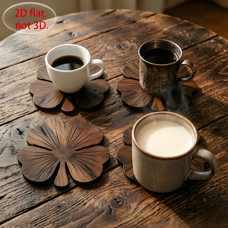 4 Adet 2D Düz Yonca Ahşap Bard - Coffee Tea And Sugar Set incelemesi ve fiyatı